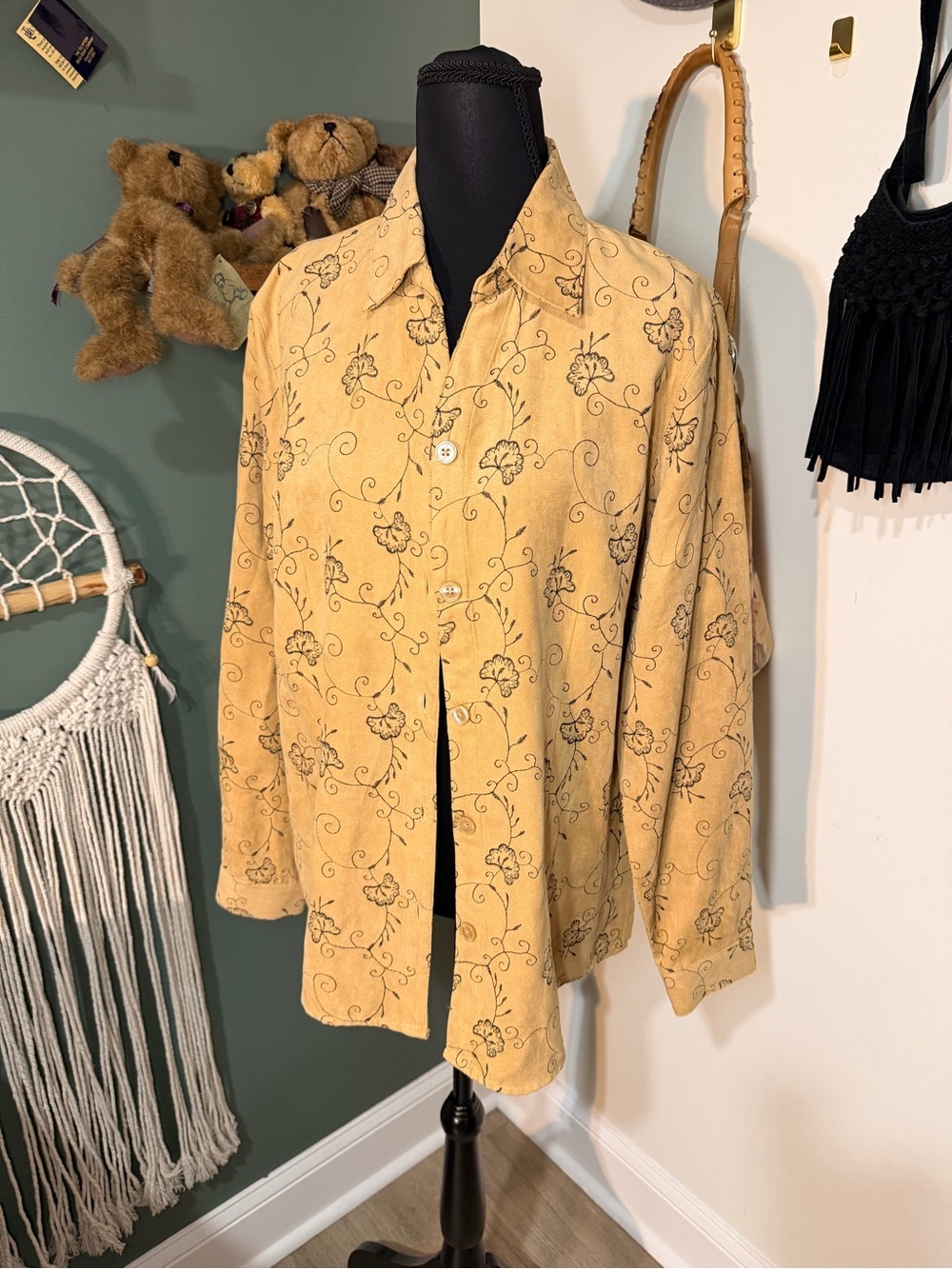 Vintage Sag Harbor Embroidered Button Up Western Boho Oversized Medium